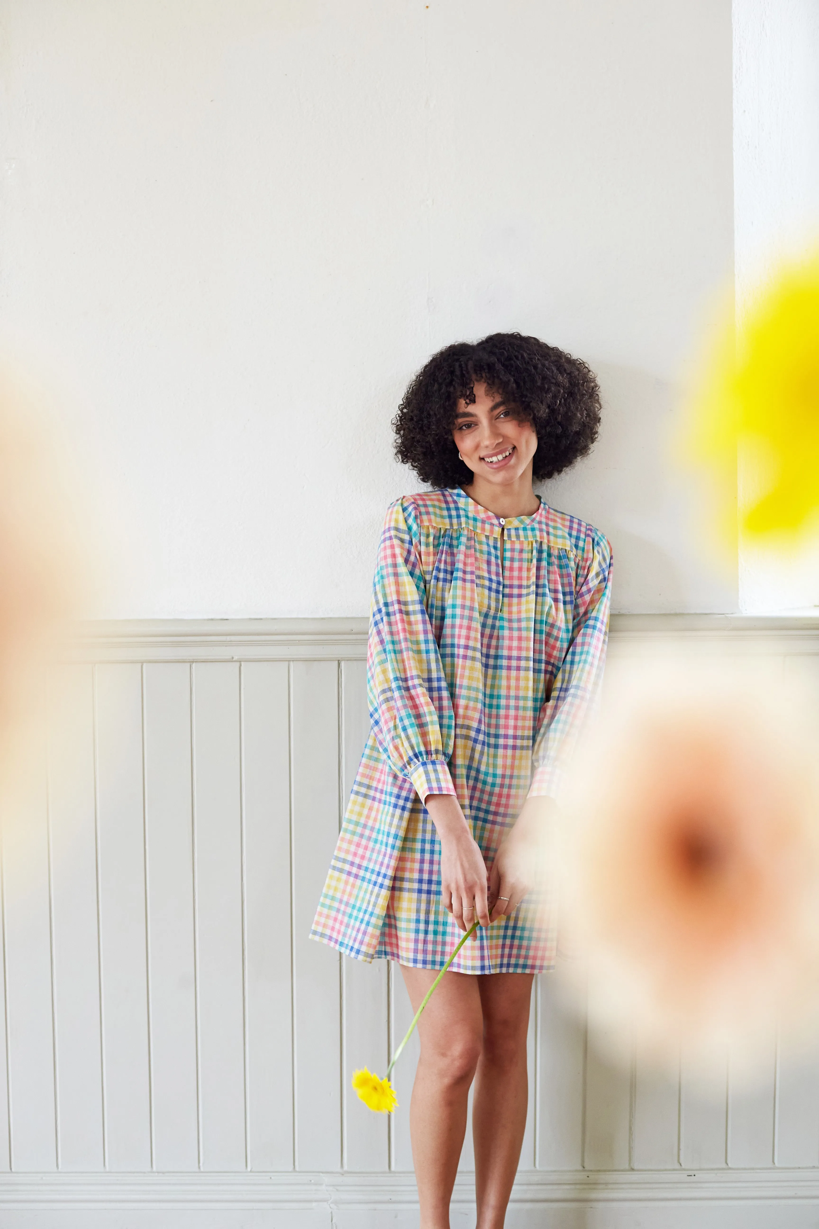 Mini Midhurst Dress in Rainbow Check