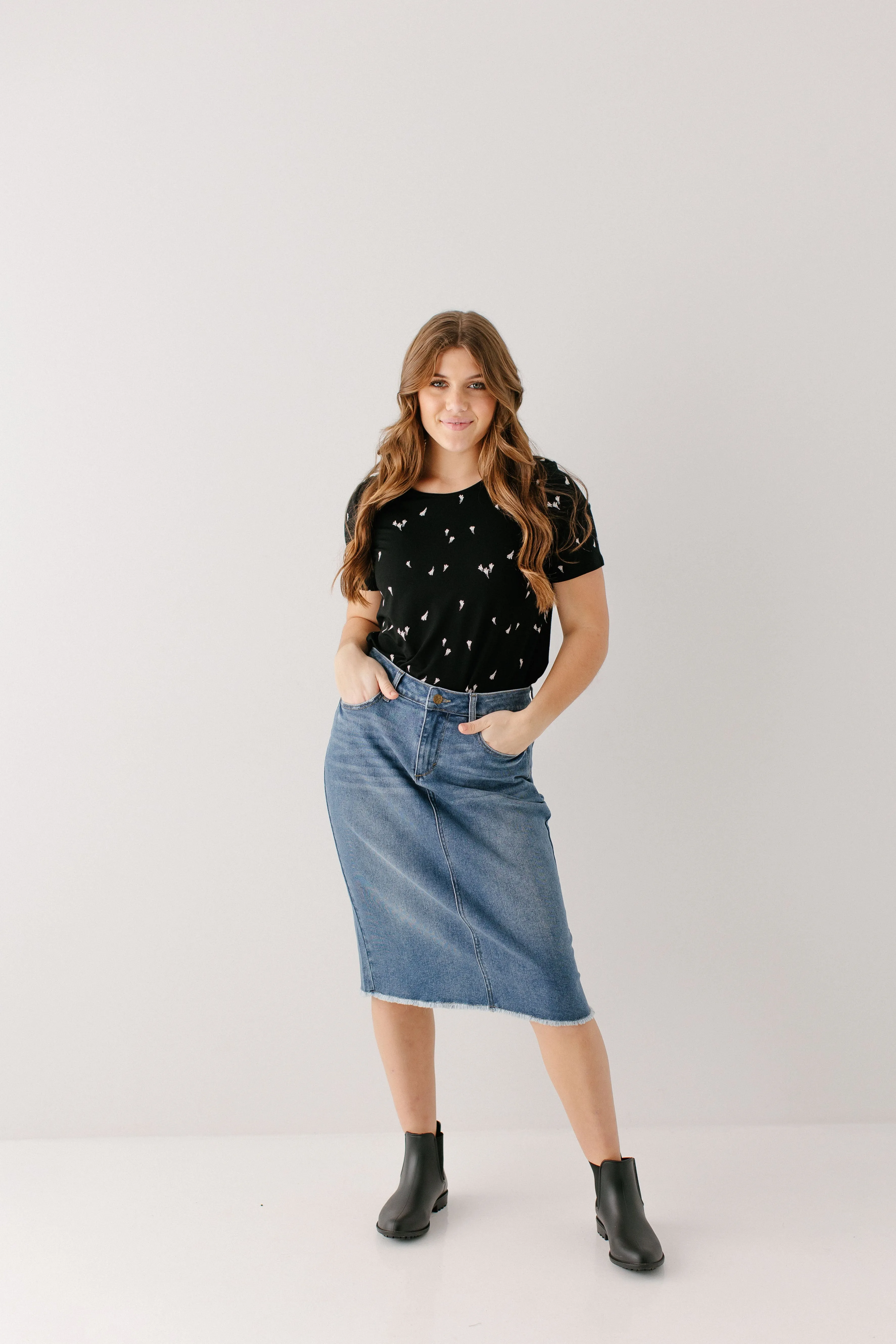 'Nala' Distressed Denim Skirt