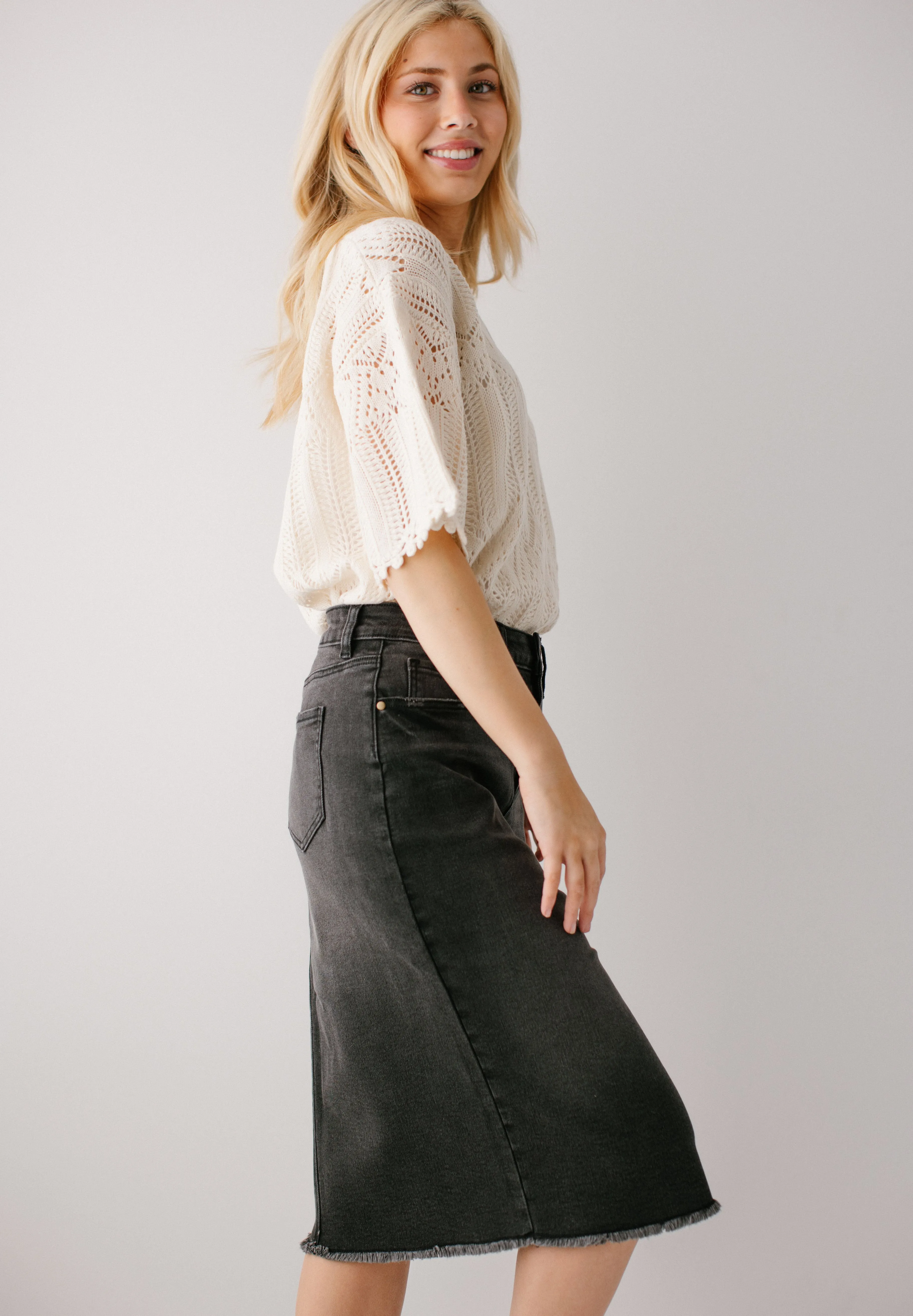 'Nala' Distressed Denim Skirt