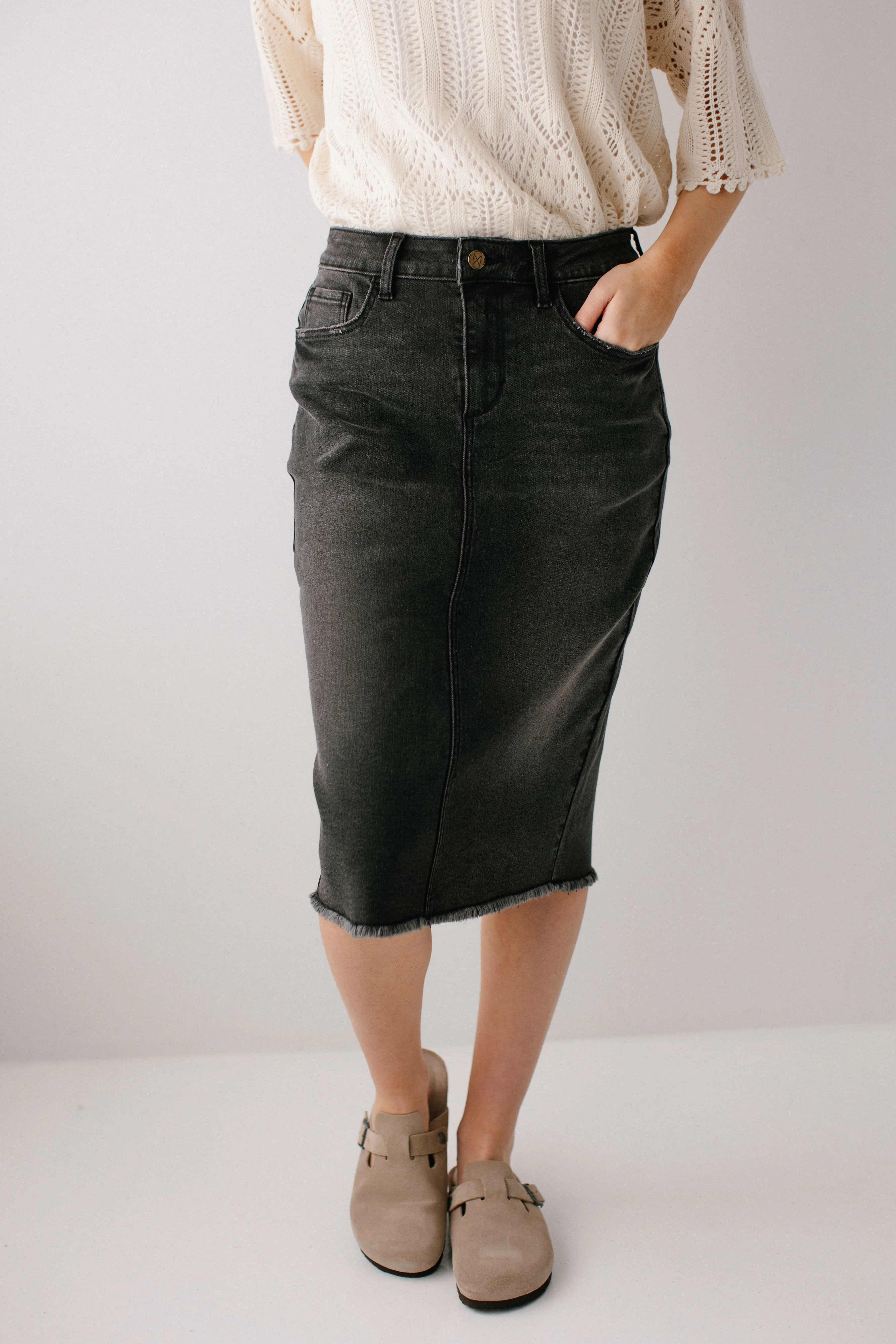 'Nala' Distressed Denim Skirt