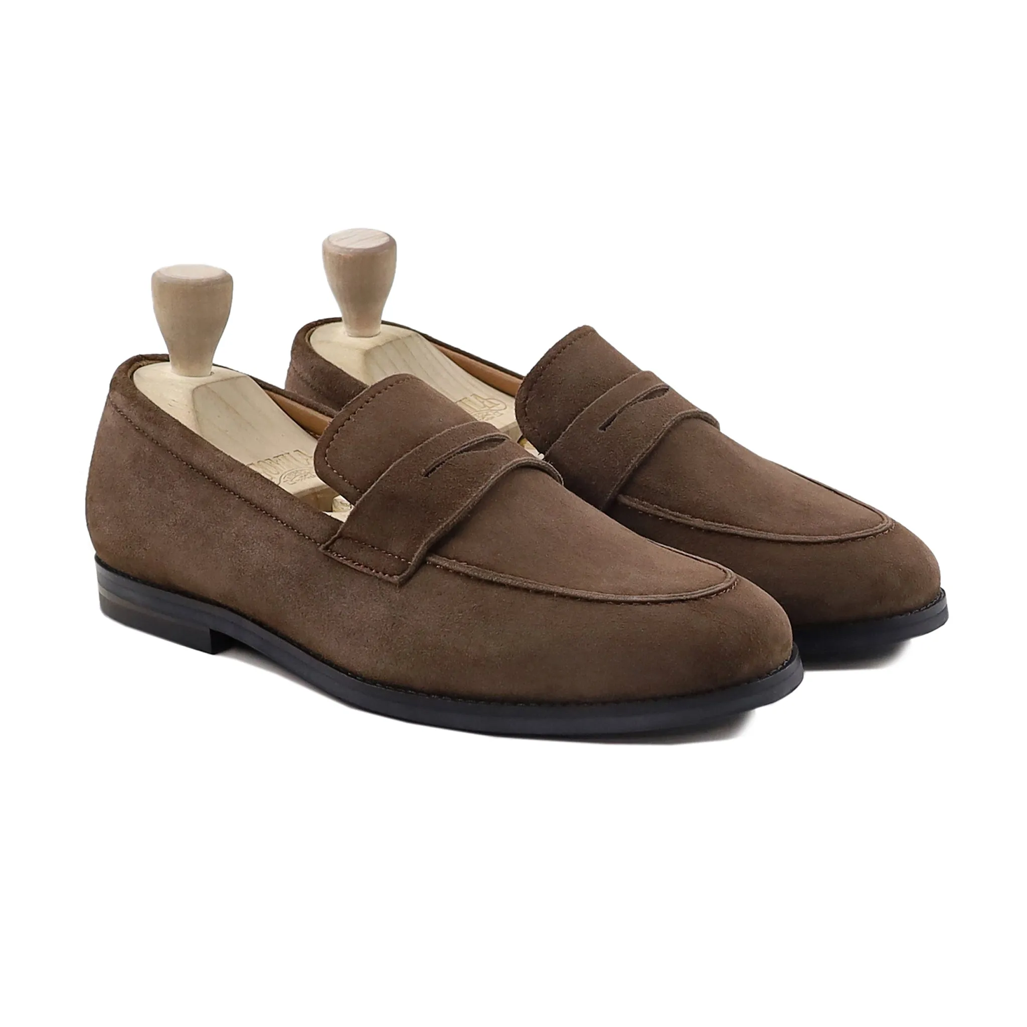 Nataly - Men's Dark Brown Kid Suede Loafer