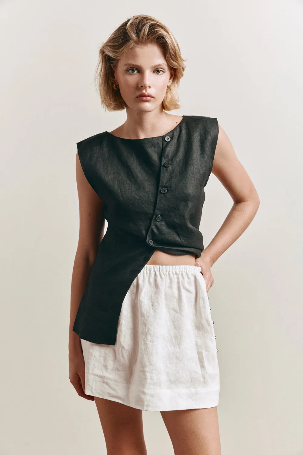 Nature of Art Linen Mini Skirt White