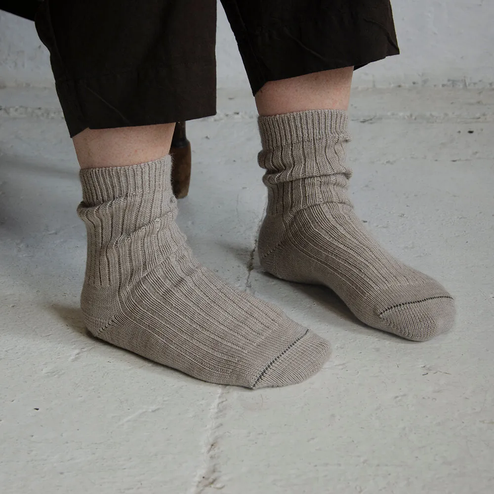 Oatmeal wool rib socks