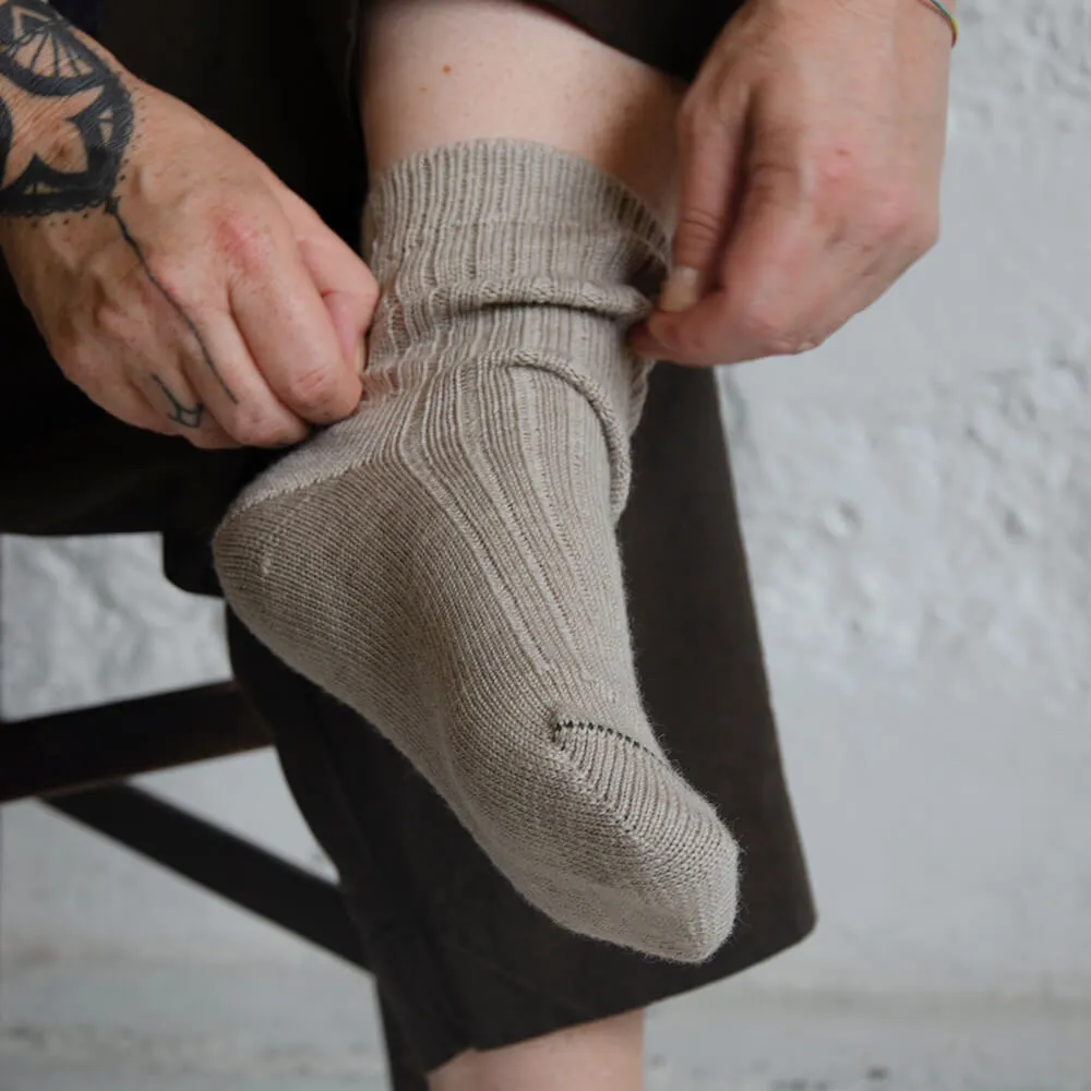 Oatmeal wool rib socks