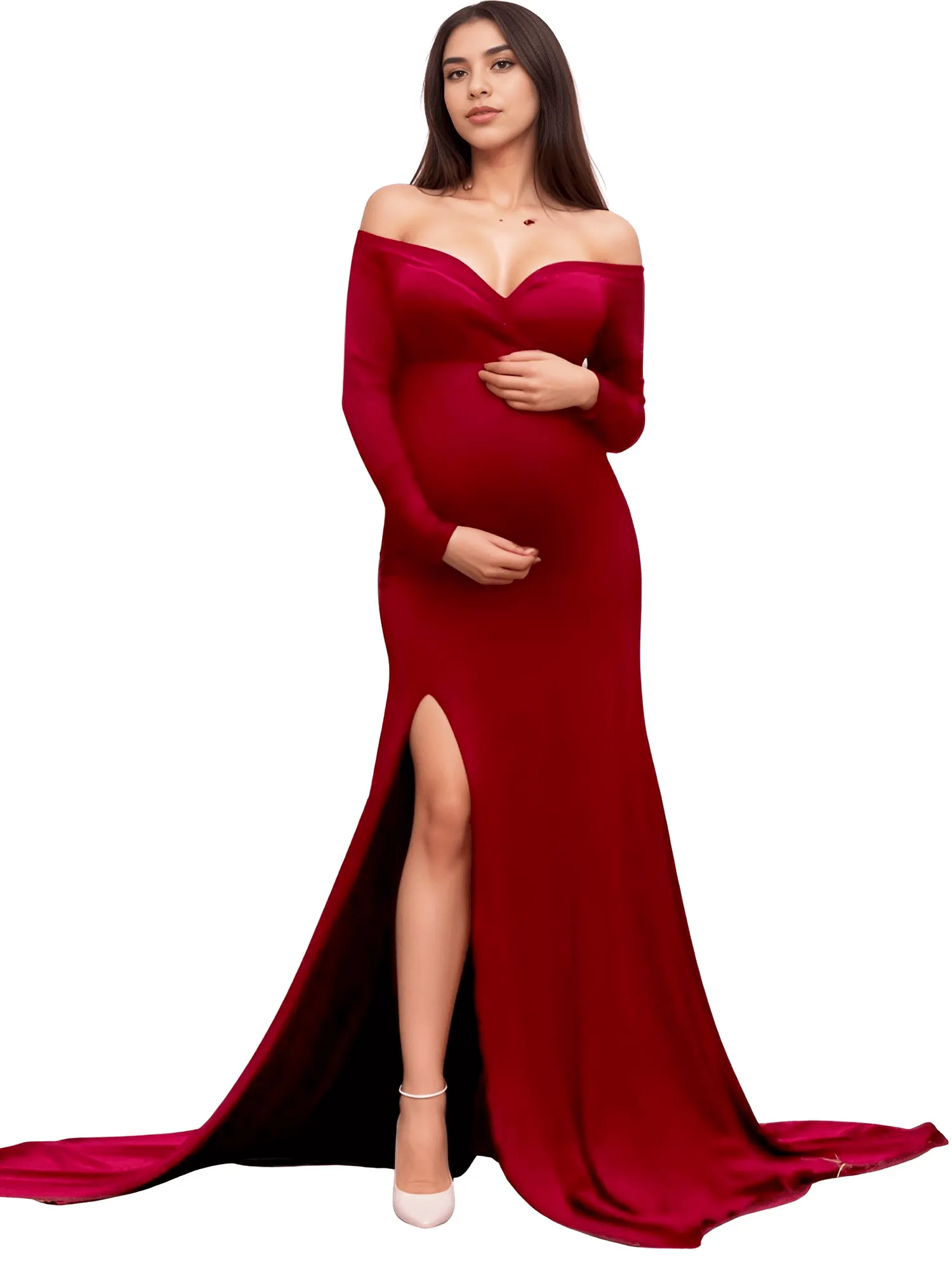 Off Shoulder Maternity Dress For Photo Shoots