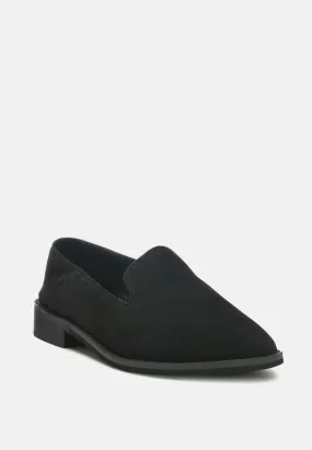 OLIWIA Black Classic Suede Loafers