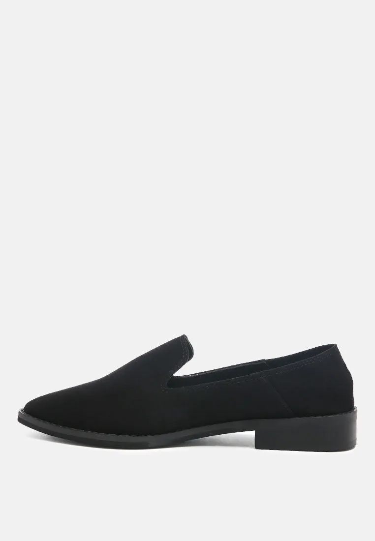 OLIWIA Black Classic Suede Loafers