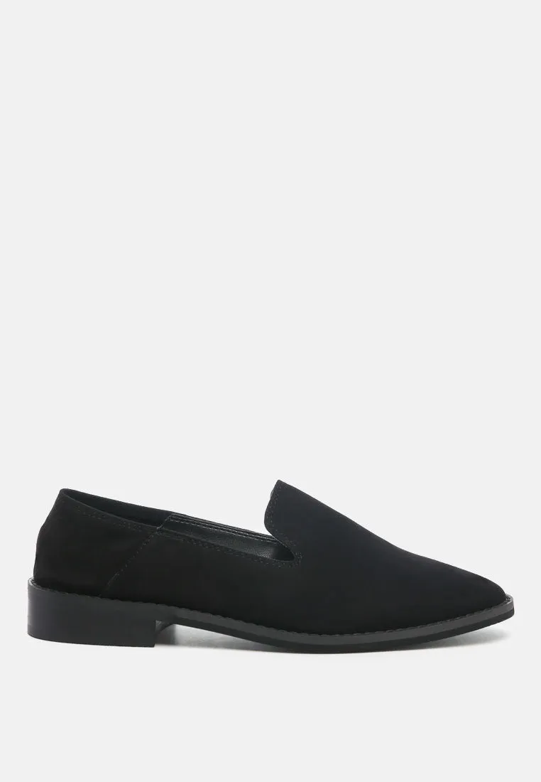 OLIWIA Black Classic Suede Loafers