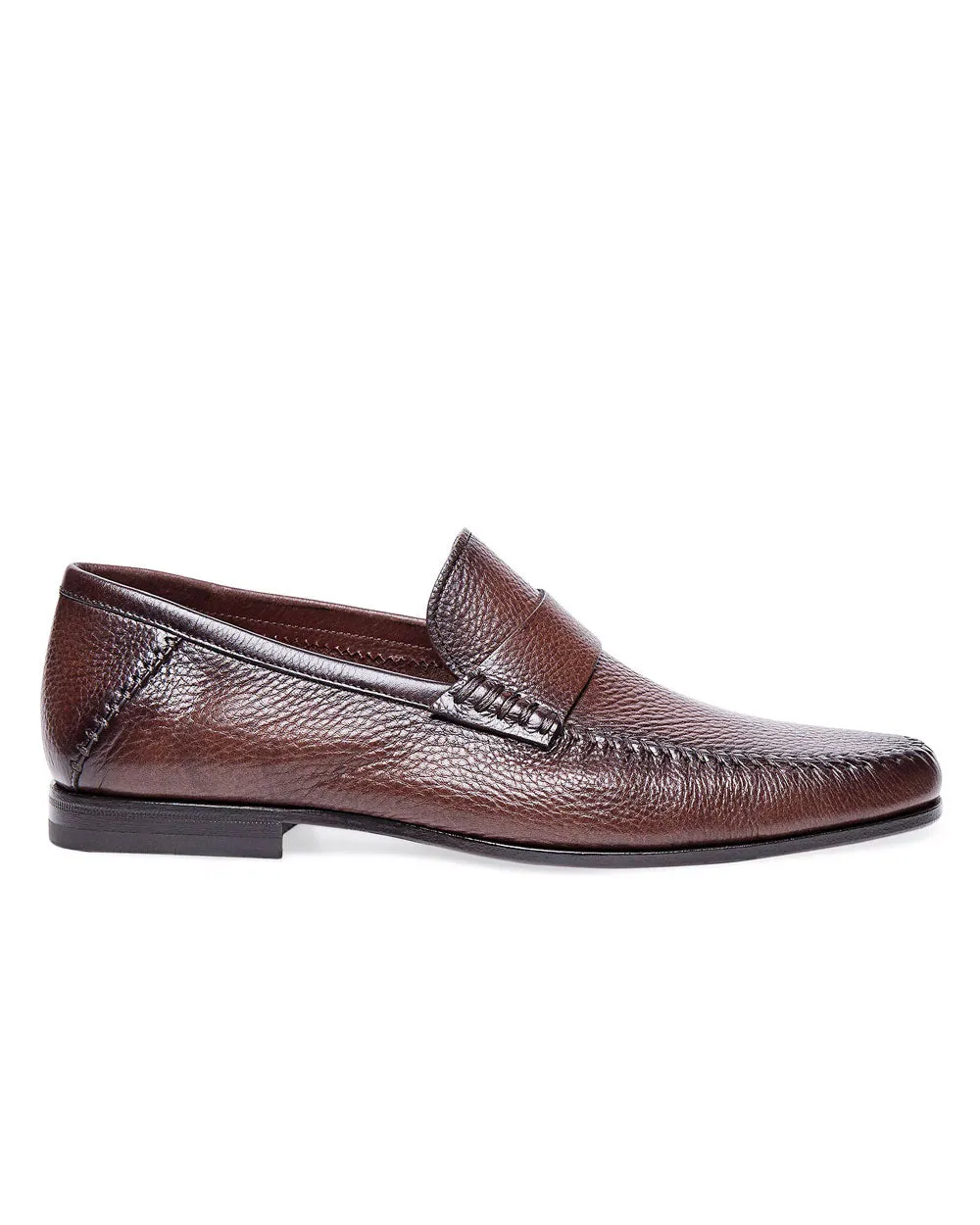 Paine Tumbled Leather Loafer in Dark Brown