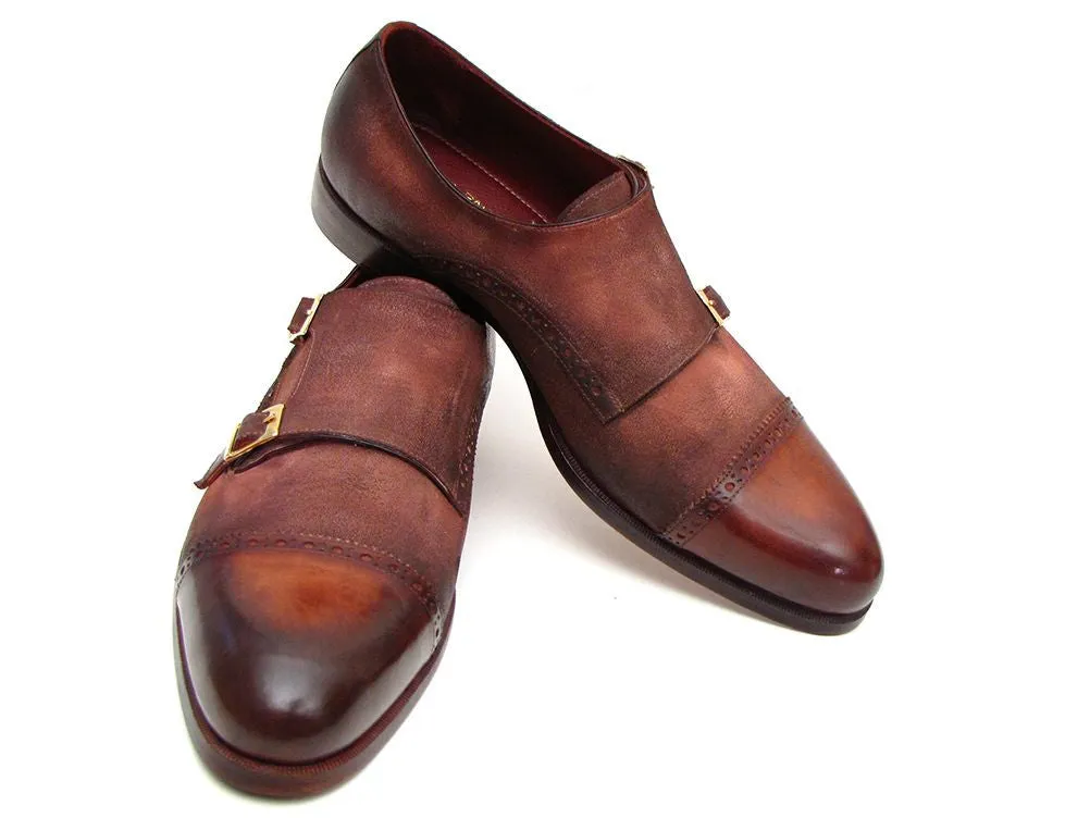 Paul Parkman Men's Captoe Double Monkstrap Antique Brown Suede