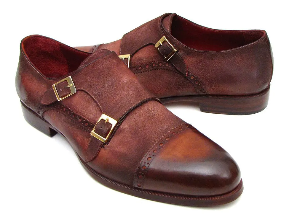 Paul Parkman Men's Captoe Double Monkstrap Antique Brown Suede