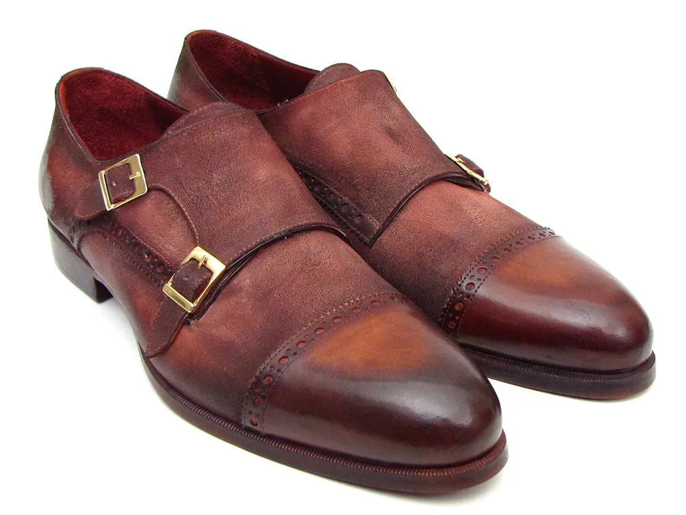 Paul Parkman Men's Captoe Double Monkstrap Antique Brown Suede