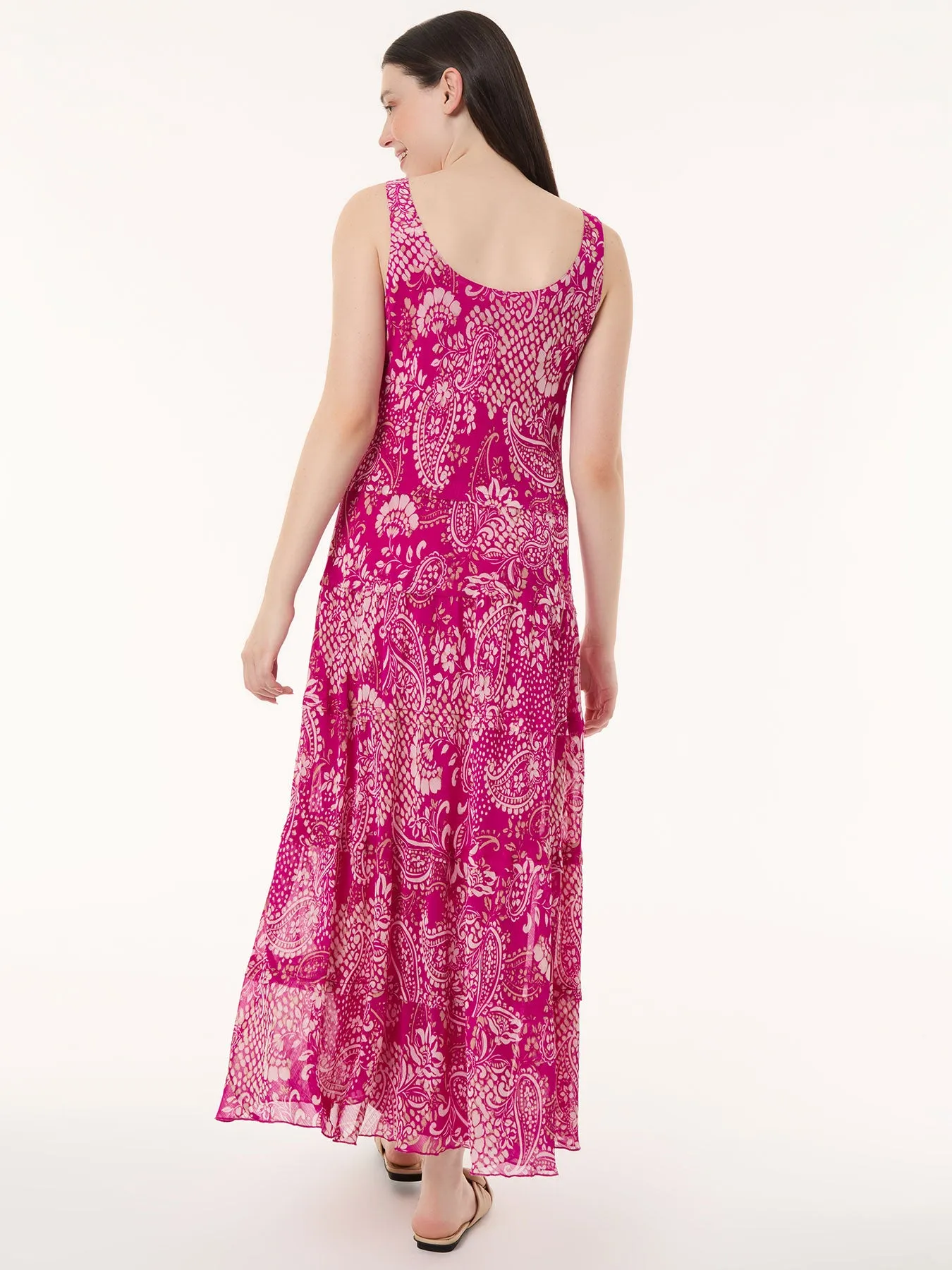 Petite Paisley Multi-Tiered Dress, Chiffon