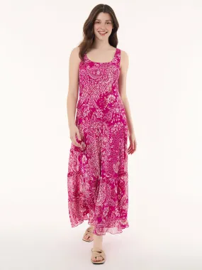 Petite Paisley Multi-Tiered Dress, Chiffon