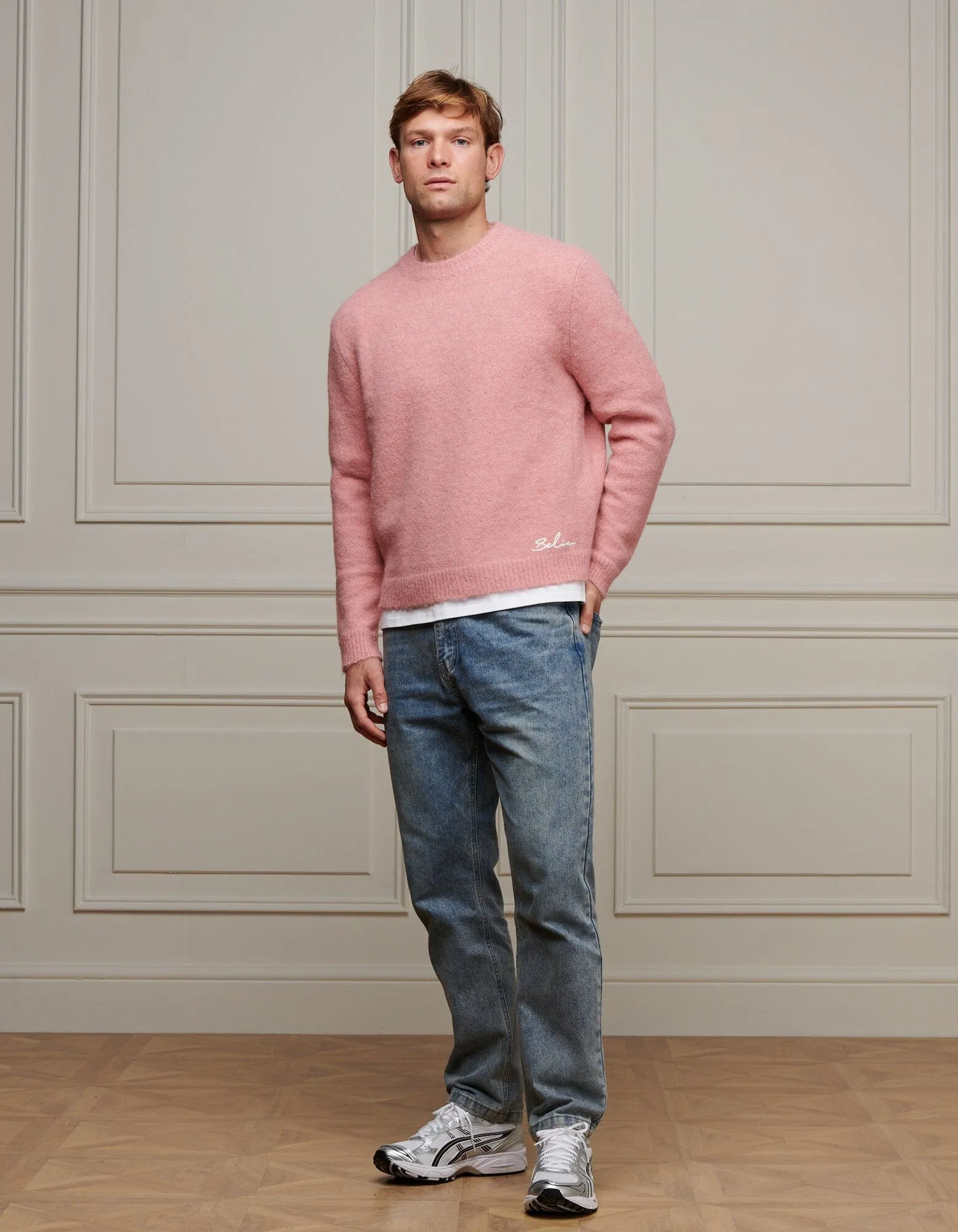 Pink Boxy Fit Alpaca Knitted Jumper