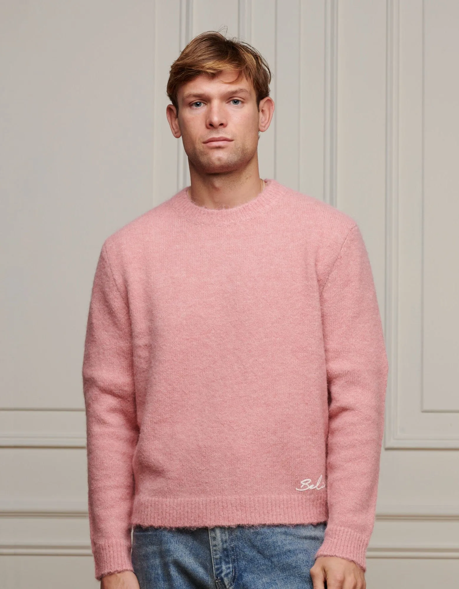 Pink Boxy Fit Alpaca Knitted Jumper