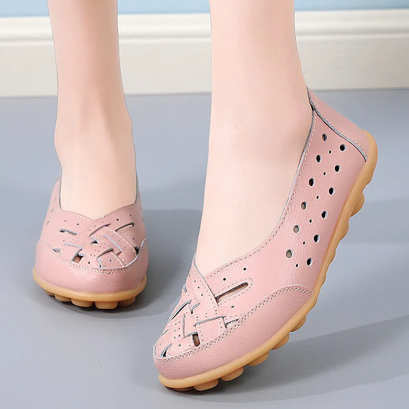 Plus Size Bird's Nest Summer Women's Shoes Hollow Loafers