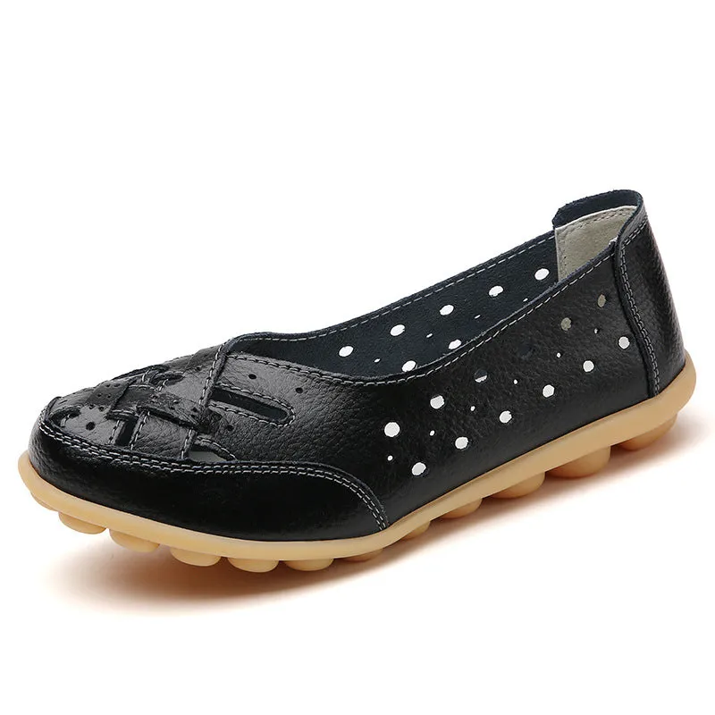 Plus Size Bird's Nest Summer Women's Shoes Hollow Loafers