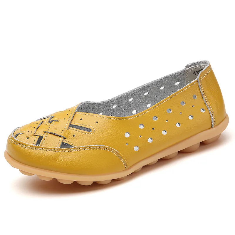 Plus Size Bird's Nest Summer Women's Shoes Hollow Loafers