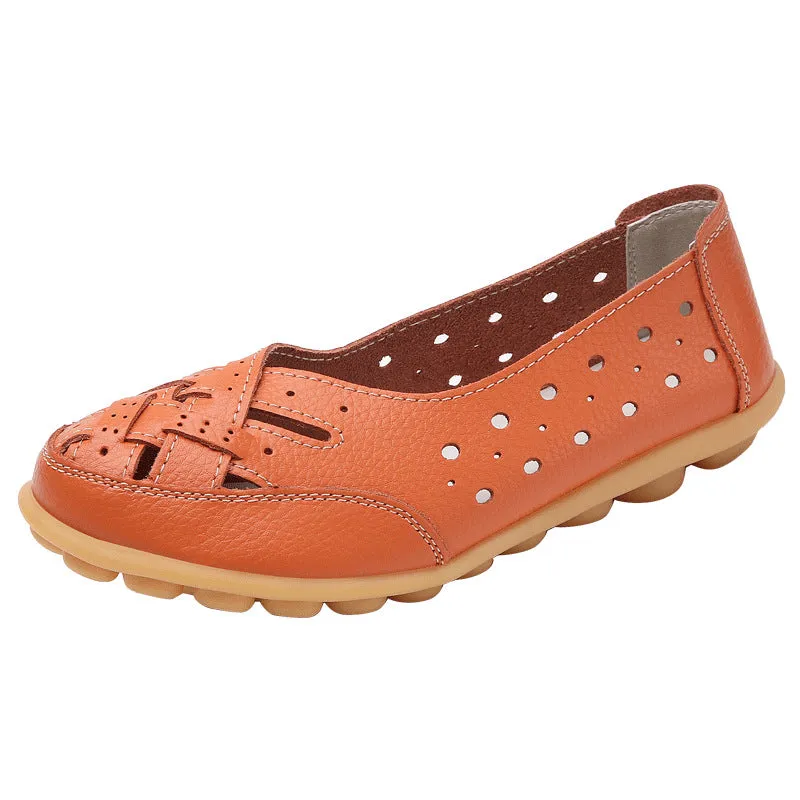 Plus Size Bird's Nest Summer Women's Shoes Hollow Loafers