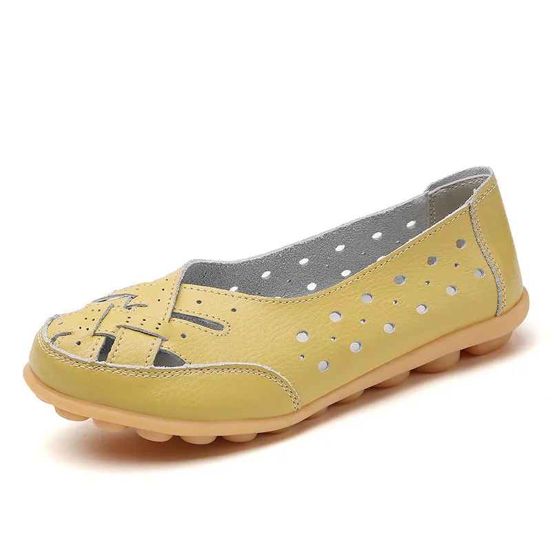 Plus Size Bird's Nest Summer Women's Shoes Hollow Loafers