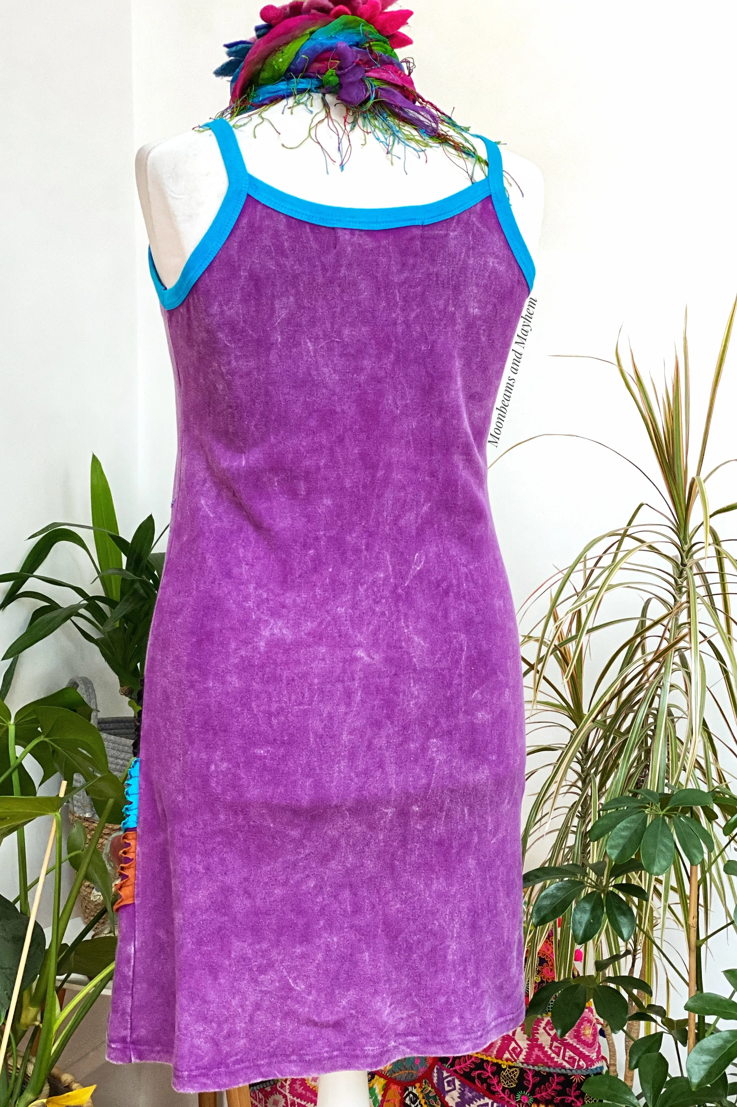 PURPLE RAINBOW DAISY DRESS / PLUS SIZE / CURVY