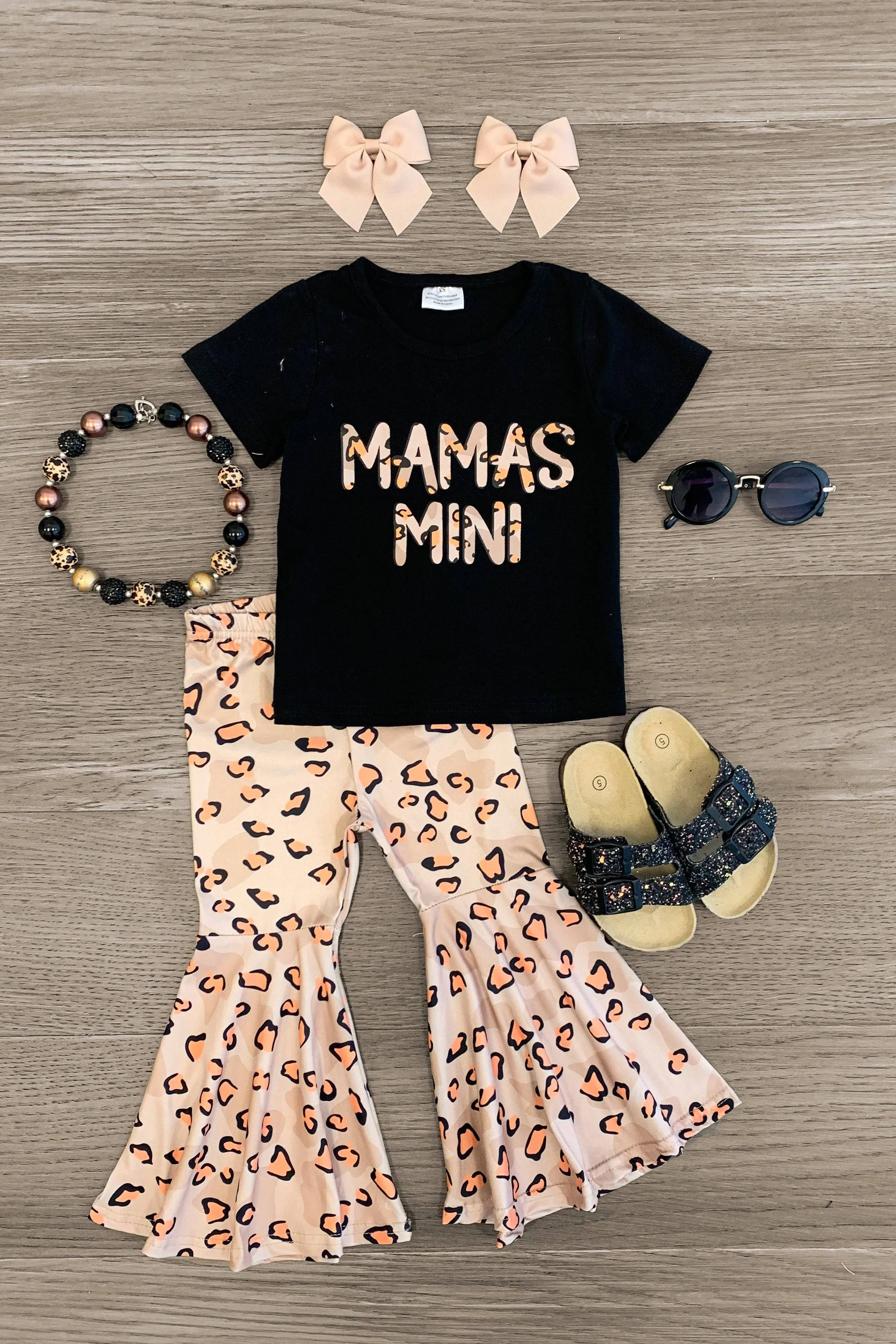 "Mama's Mini" Leopard Bell Bottom Set