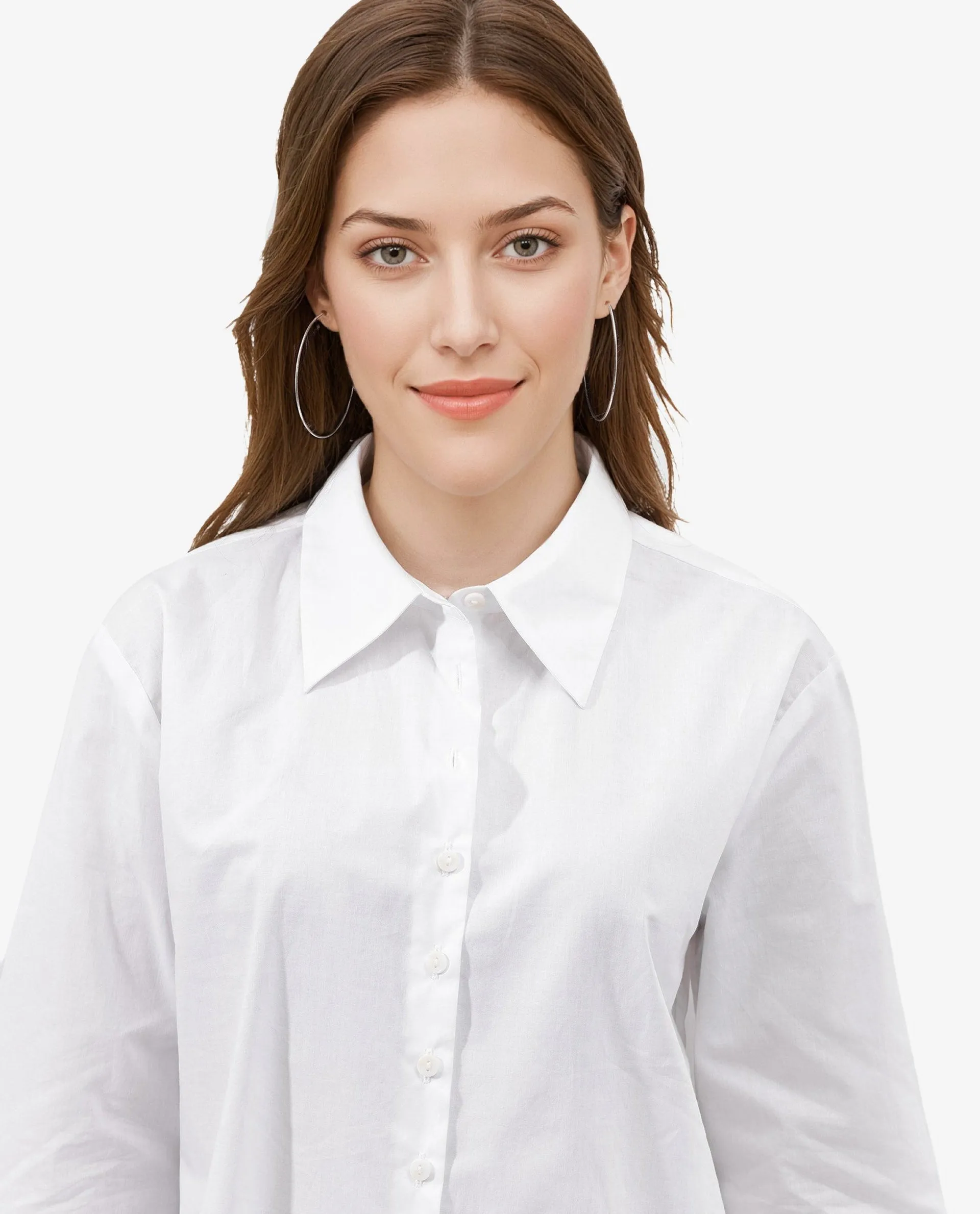 Rareism Women Charon White Cotton With Concealed Placket Shirt