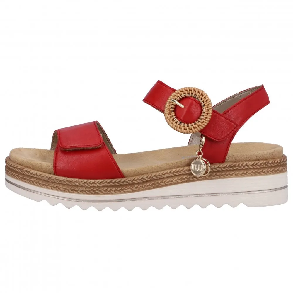 Remonte D0Q52-33 Red Womens Casual Comfort Touch Fastening with Buckle Detail Sandals