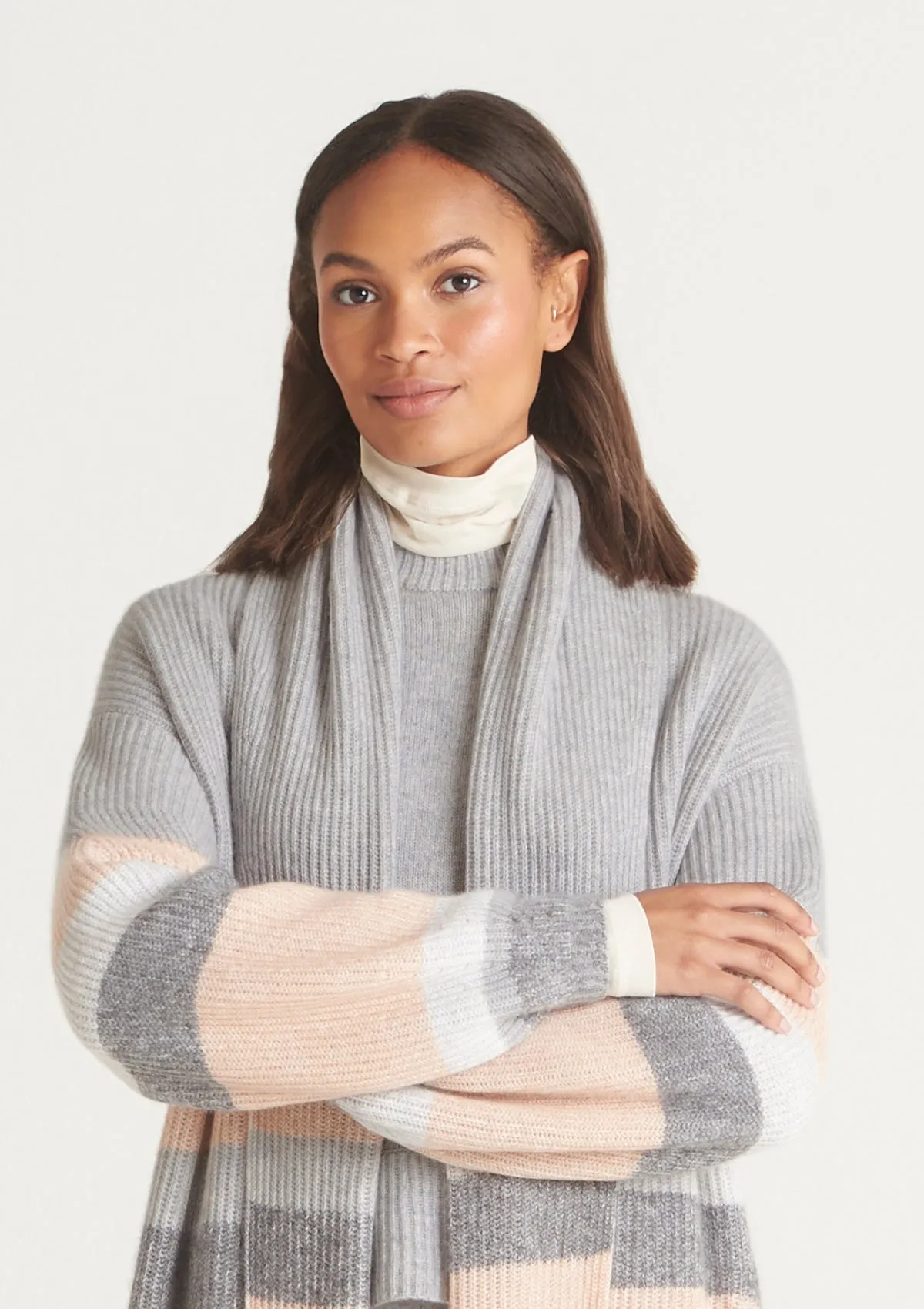 Ribbed Cashmere Coatigan in Striped