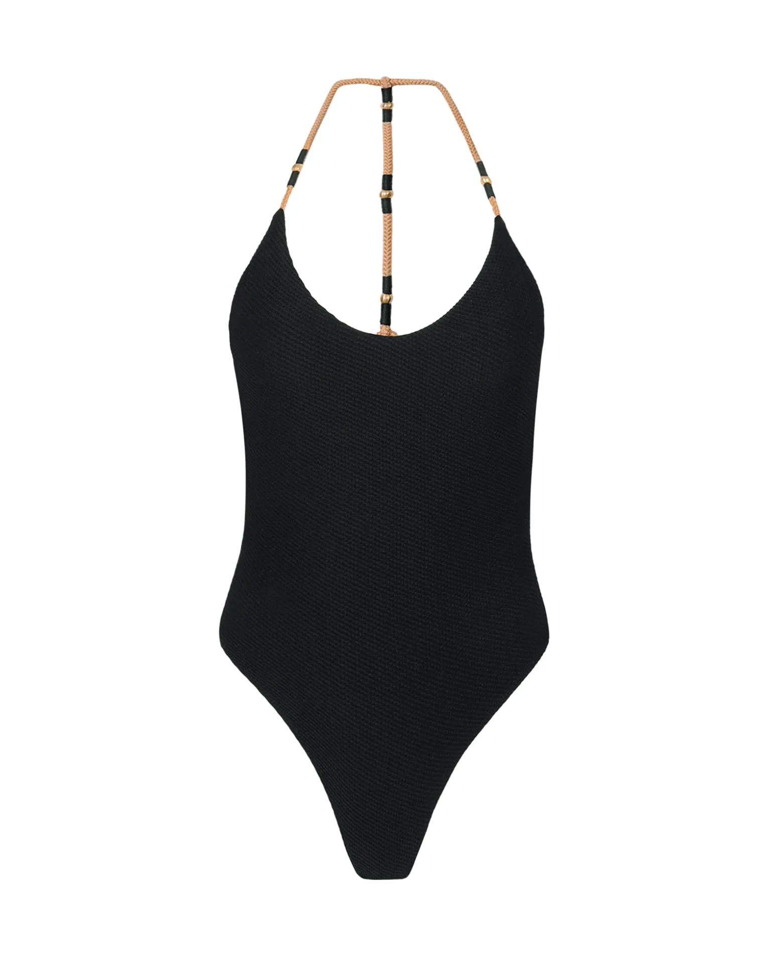 Ribbed Layla T Back One Piece - Black