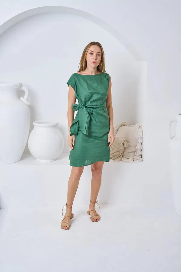 Rihanna Linen Dress Green