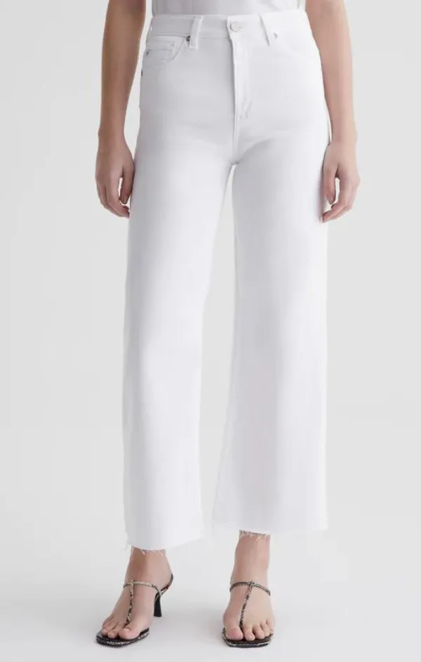 Saige Wide Leg Crop in White