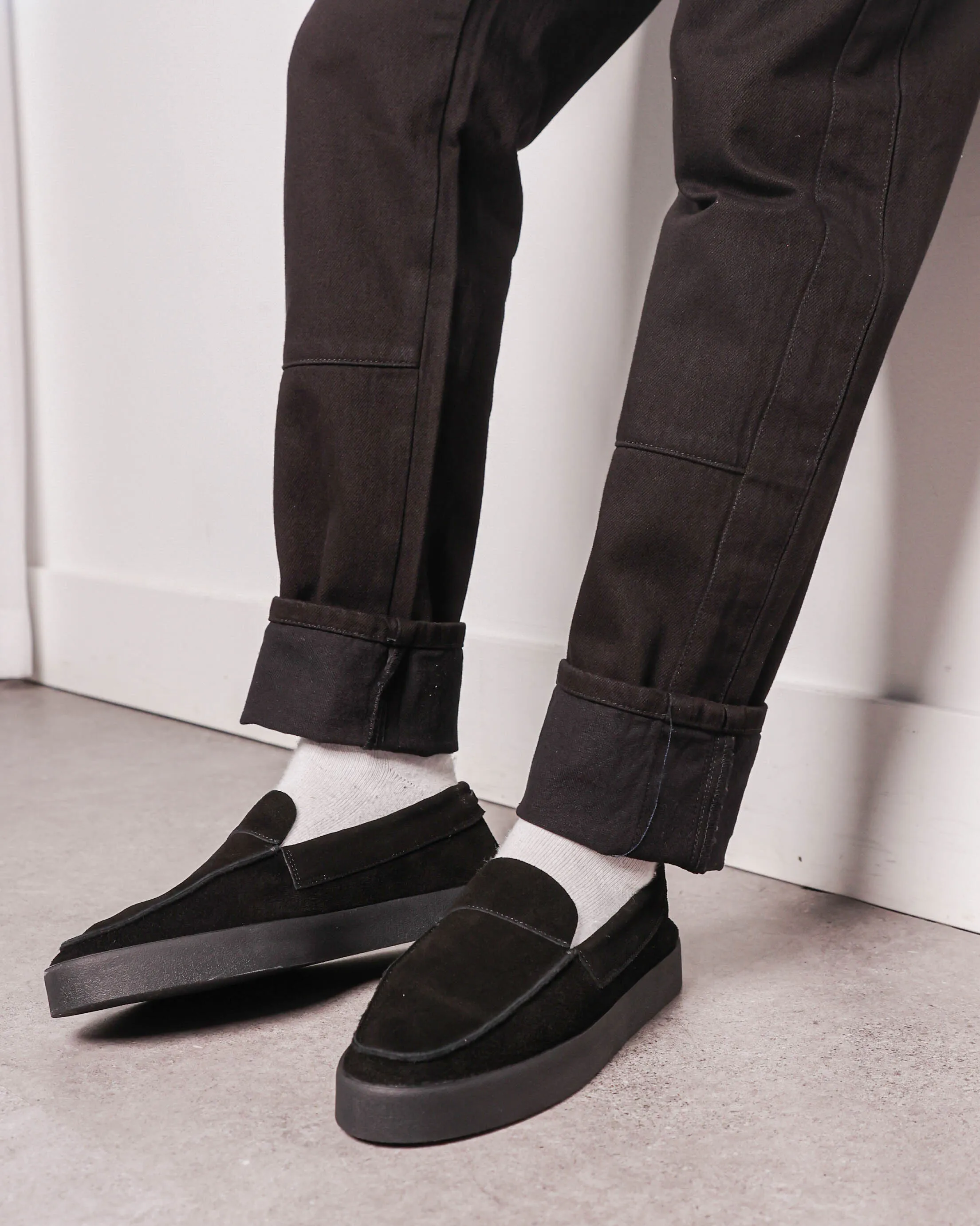 Saint Morta Hemisphere Suede Slip On Loafer Black/Black