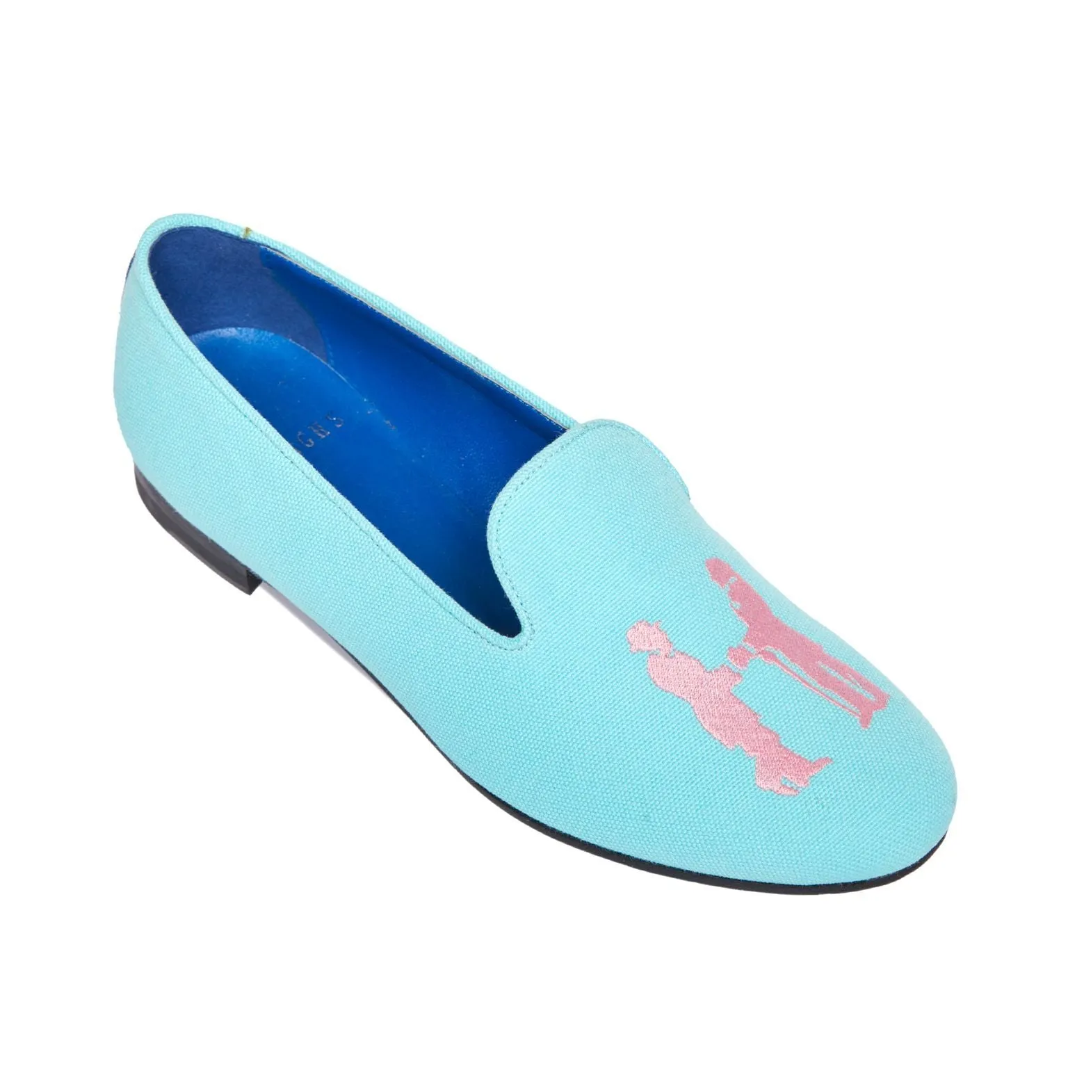 Slipper in Aqua with Pink Logo