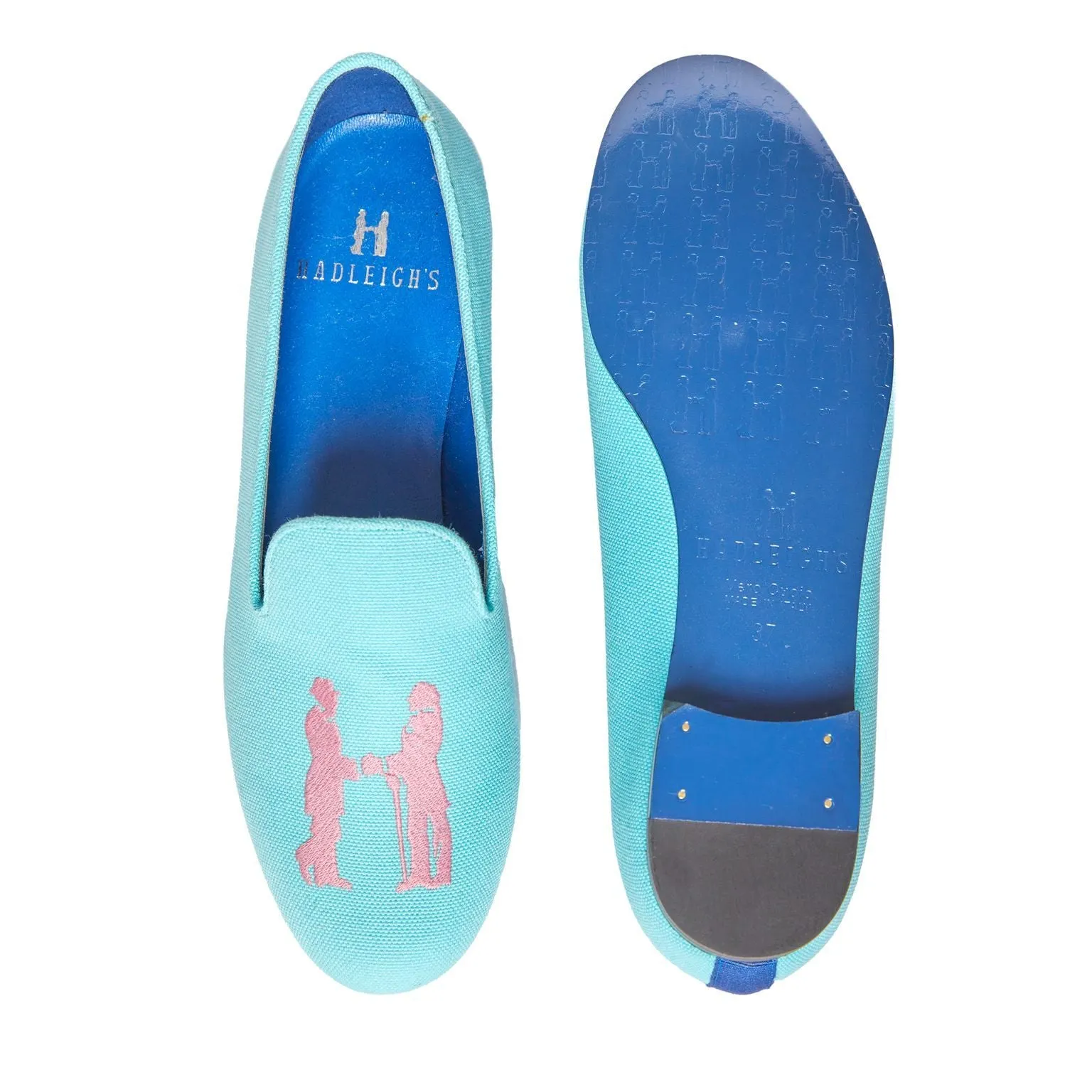 Slipper in Aqua with Pink Logo