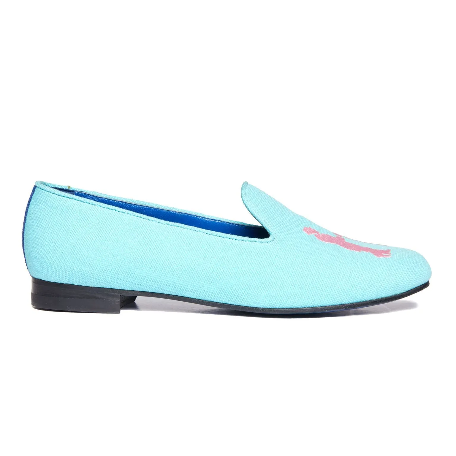 Slipper in Aqua with Pink Logo