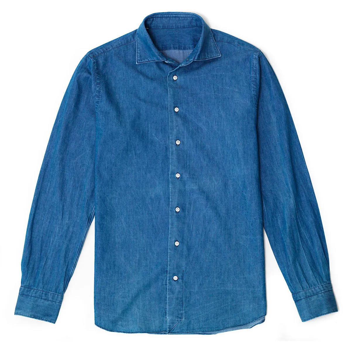 Spread collar lightweight denim shirt