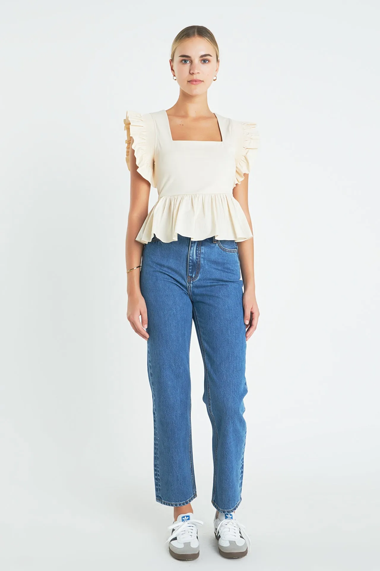 Square Neckline Ruffled Top