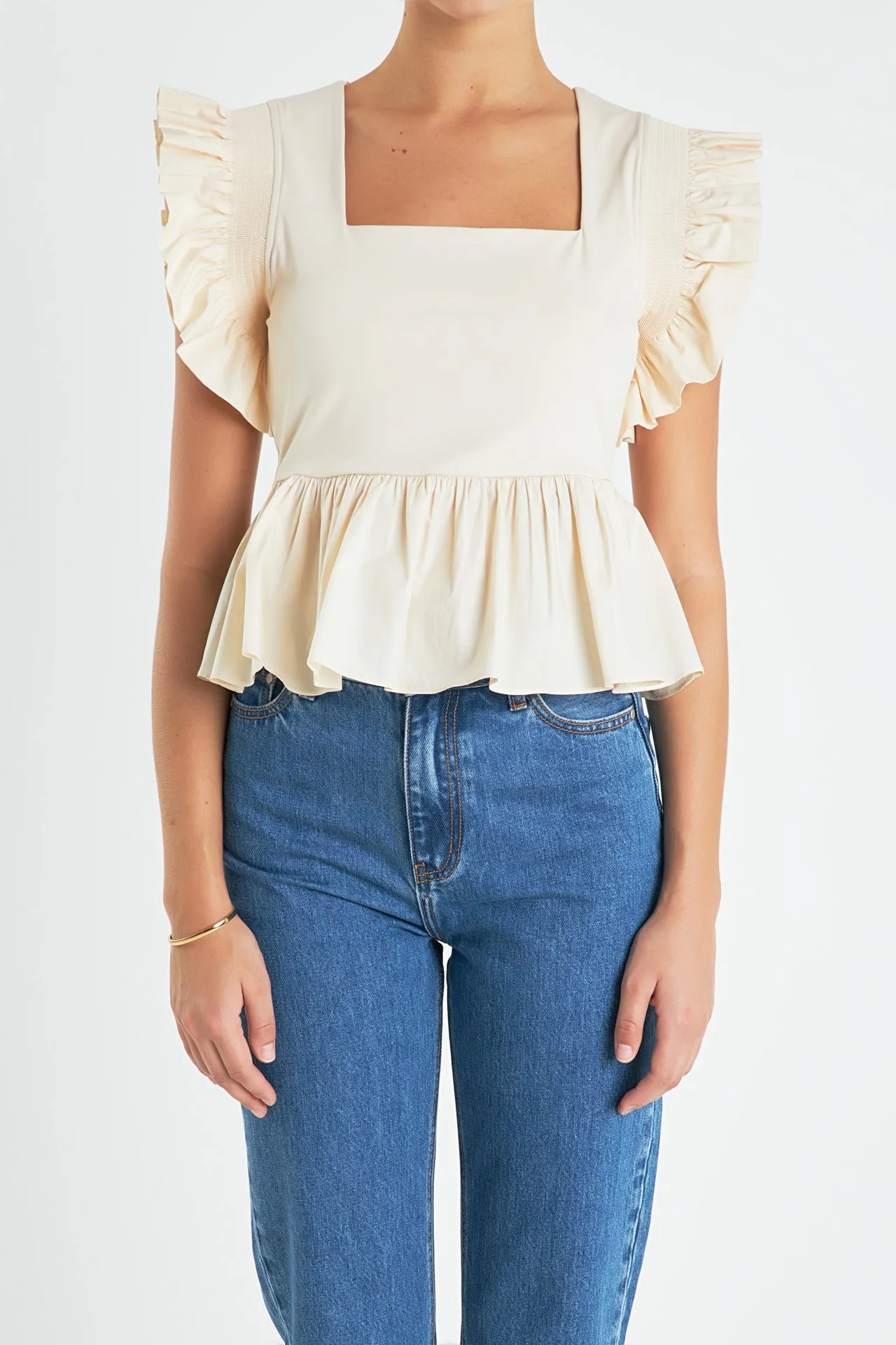 Square Neckline Ruffled Top