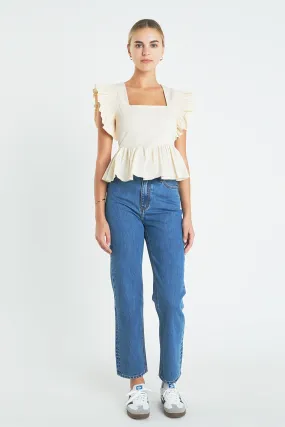 Square Neckline Ruffled Top