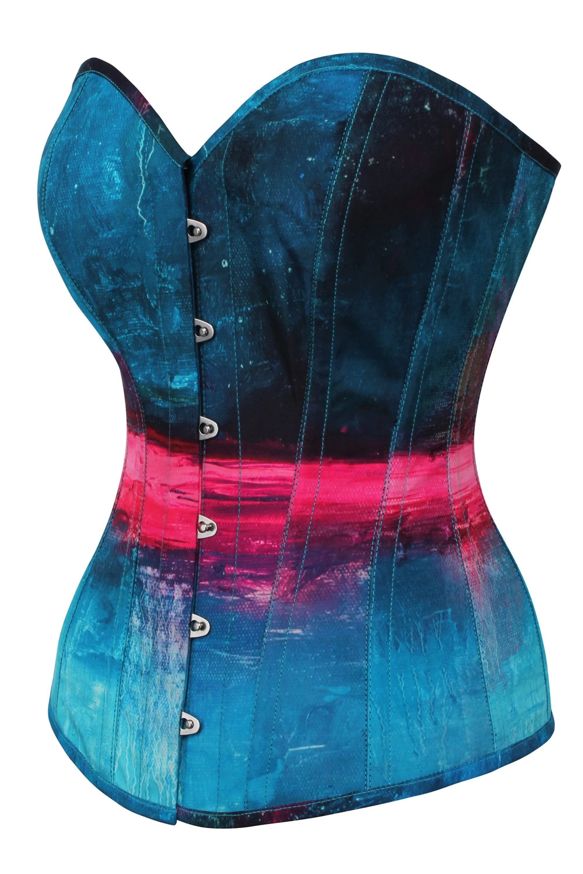 Stormy Night Blue and Pink Overbust Corset