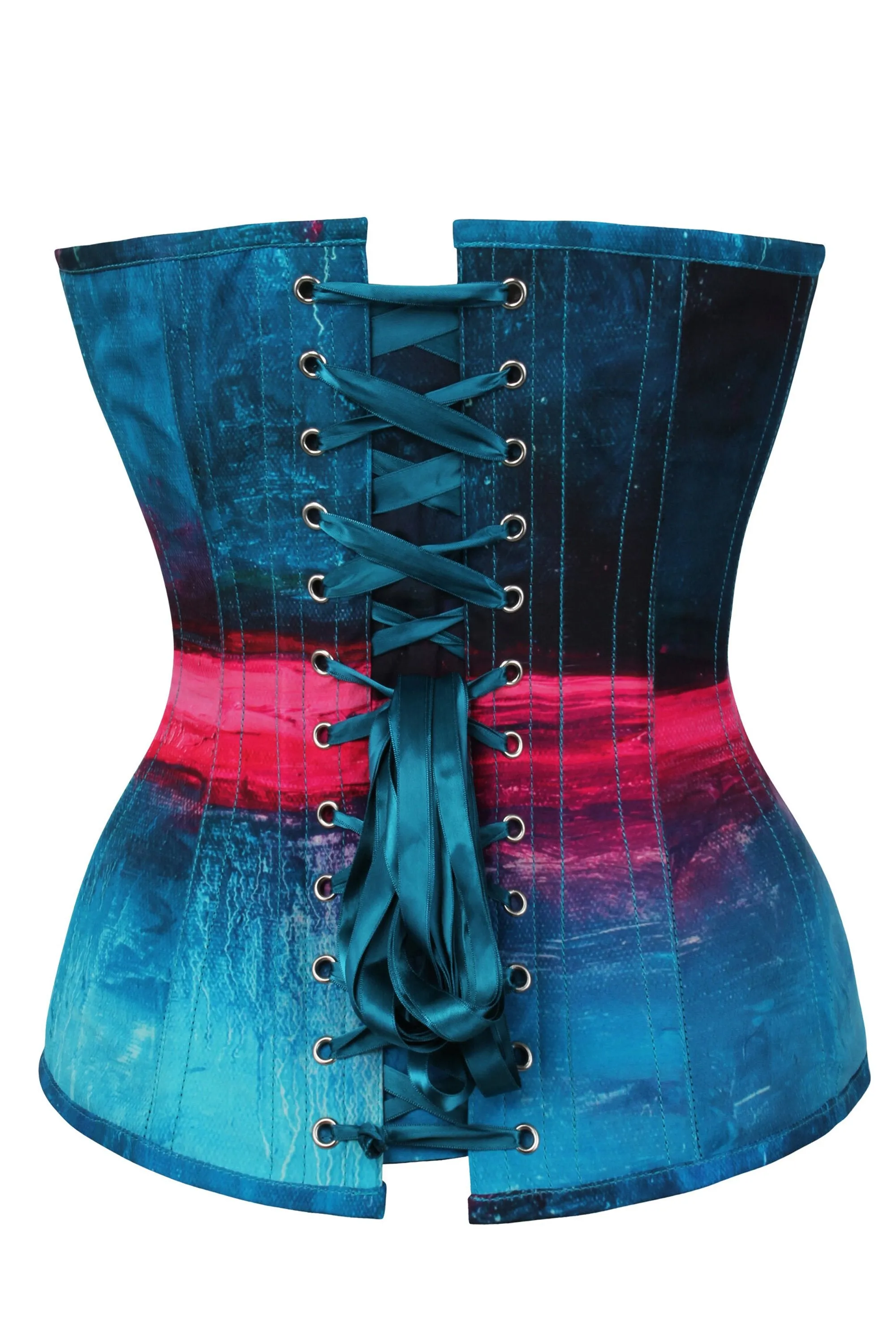 Stormy Night Blue and Pink Overbust Corset