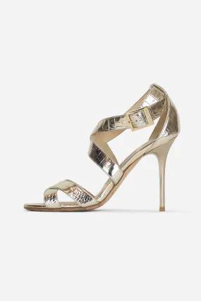 Strappy Gold Open Toe Pump Sandals