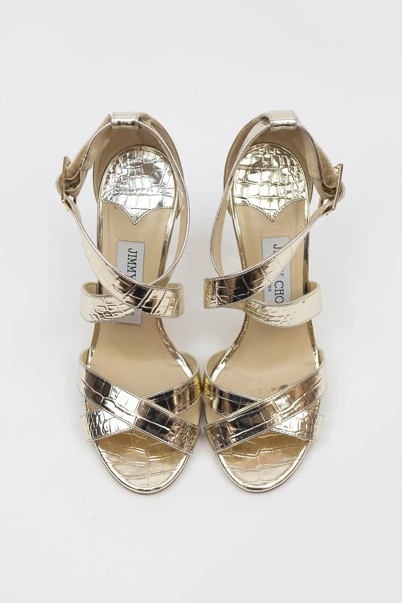 Strappy Gold Open Toe Pump Sandals