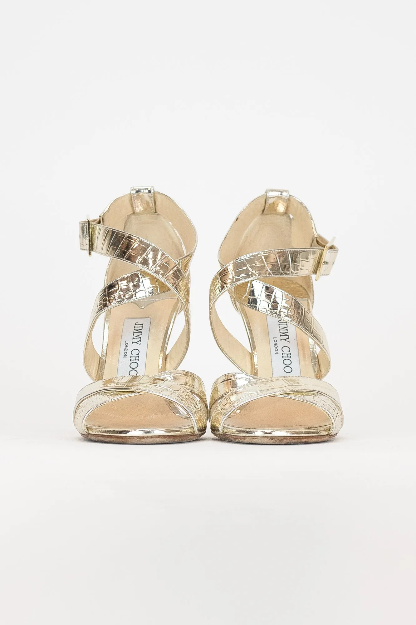 Strappy Gold Open Toe Pump Sandals