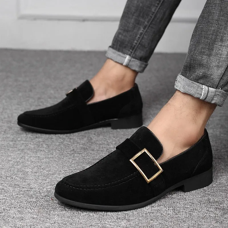 Stylish Square Toe Flock Loafers