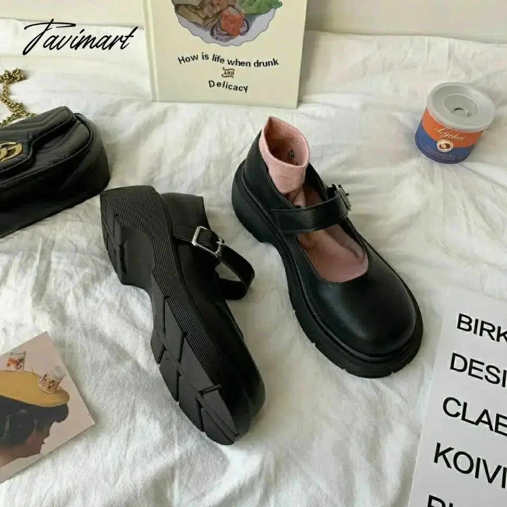 Tavimart Fashion Lolita Shoes Women Japanese Style Mary Jane Shoes Girls School Students JK Uniform Shoes Buckle Strap Platform Loafers