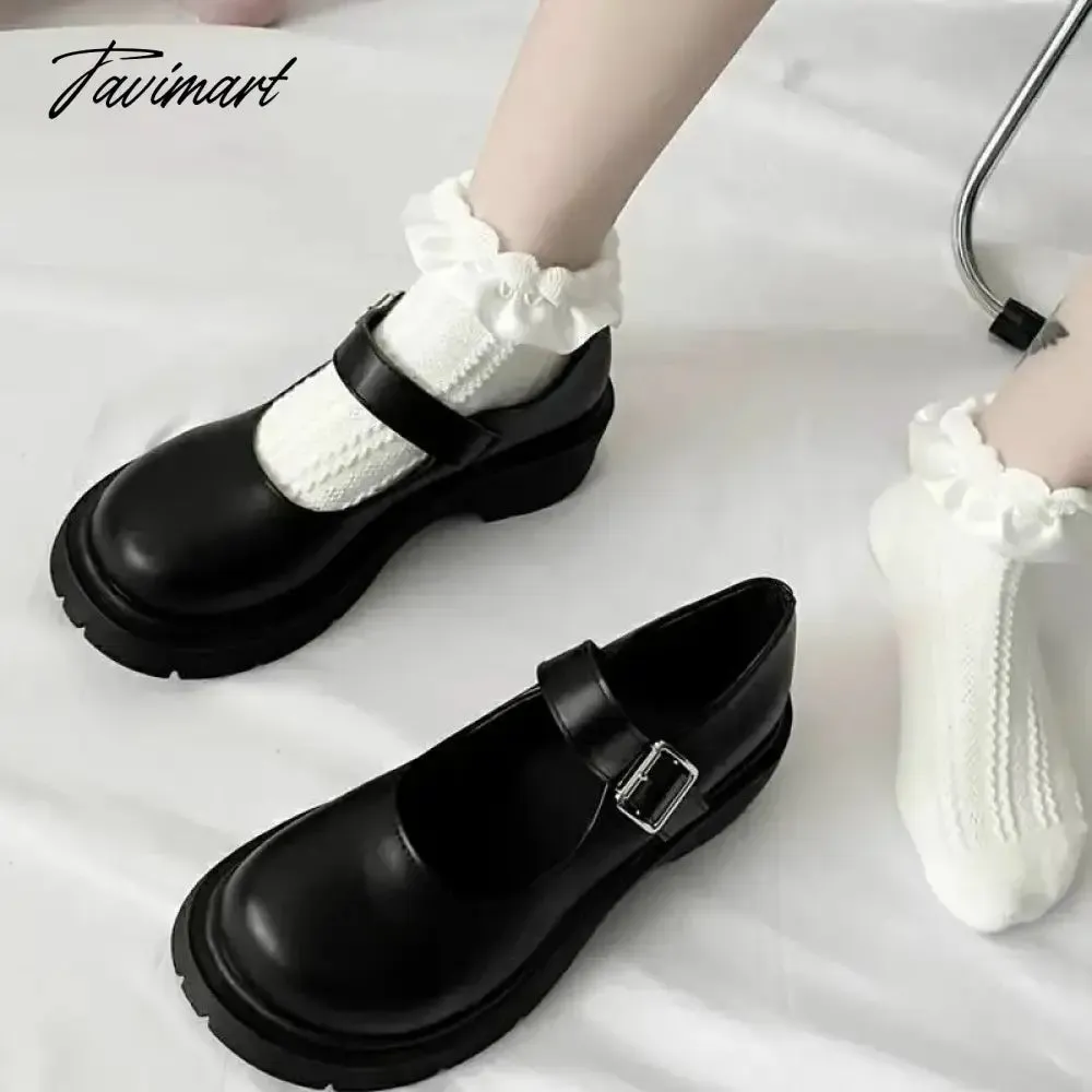 Tavimart Fashion Lolita Shoes Women Japanese Style Mary Jane Shoes Girls School Students JK Uniform Shoes Buckle Strap Platform Loafers