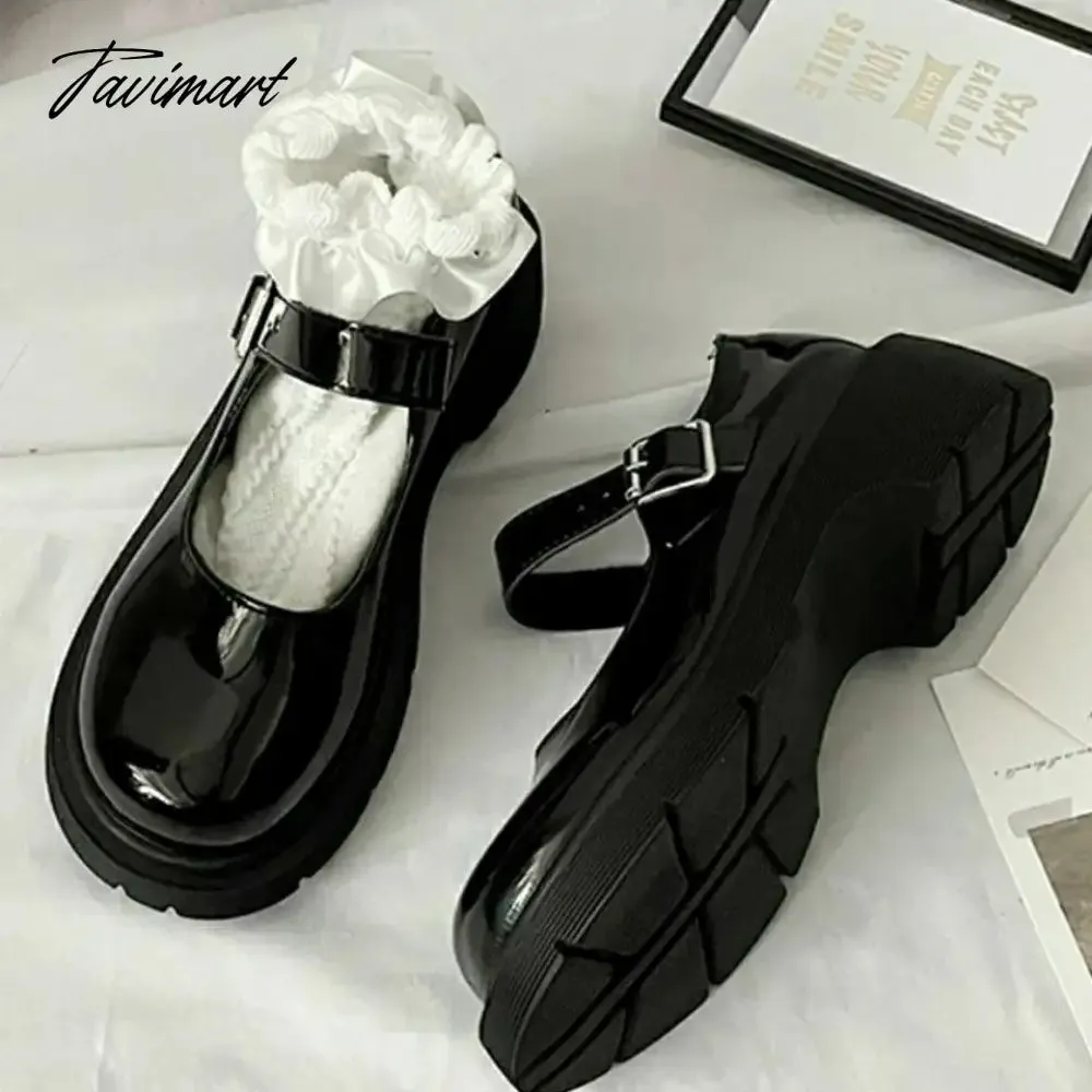 Tavimart Fashion Lolita Shoes Women Japanese Style Mary Jane Shoes Girls School Students JK Uniform Shoes Buckle Strap Platform Loafers